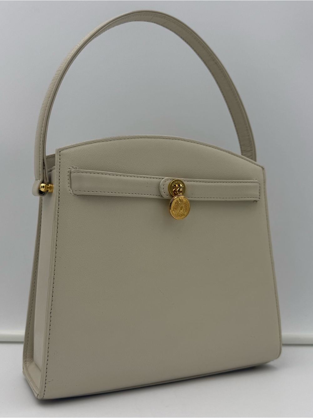 Aylesbury of England • Ivory Leather 23 Top-Handle Bag